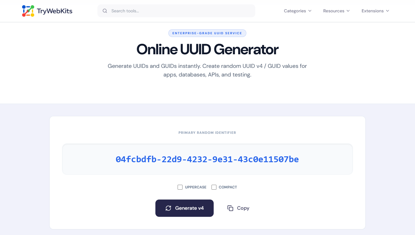 UUID Generator Usage